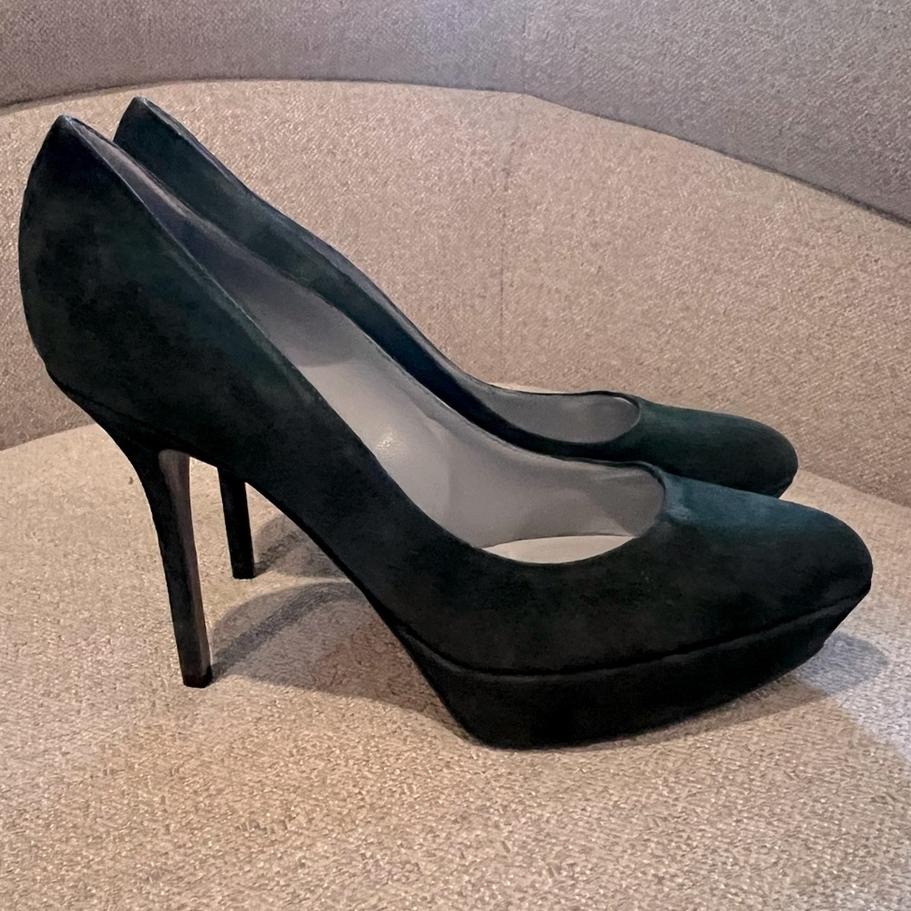 Green platform stiletto heels in suedes from Sergio Rossi